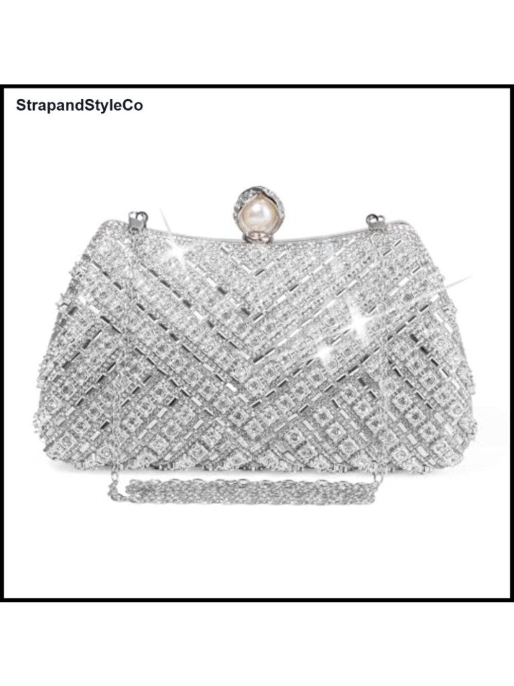 Rhinestone Crystal Evening Clutch Satin Crossbody Bag